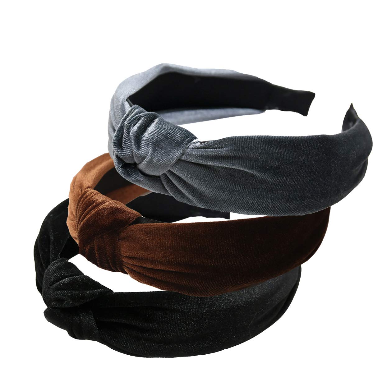 3PCS Velvet Hair Hoop,Handmade Twist Knot Turban Style Cross Knot Hair Hoop Hairband Headband Headwear Hair Accessories for Women and Girls