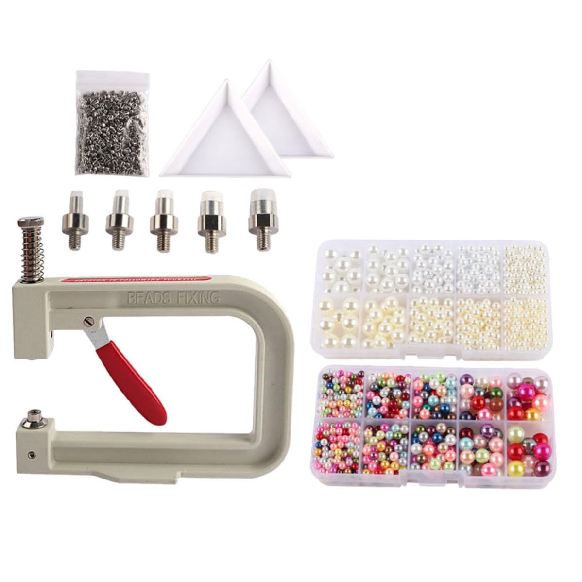 MAGICLULU Macchina Manuale per Incastonare Perline senza Foratura in Ferro Struttura Semplice e Resistente, Set Portatile per Accessori e Creazioni Artigianali Fai da Te