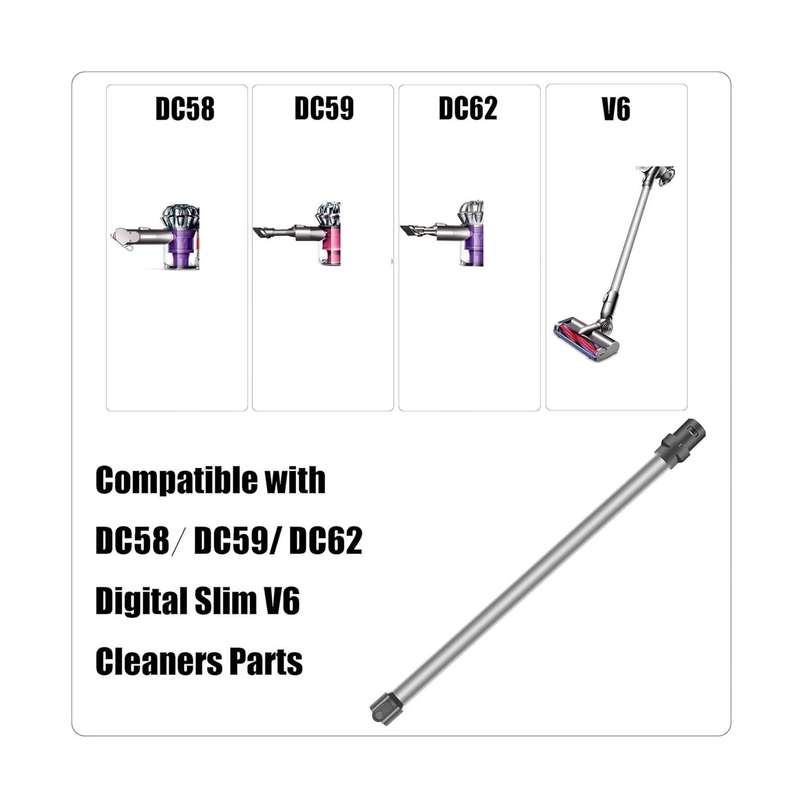 Baguette D'extension D'aspirateur, Compatible for Dyson, V6 DC45 DC58 DC59 DC62 DC61 Pièces De Rechange De Tube De Connecteur À Dégagement Rapide En Métal A/B/C(Purple)