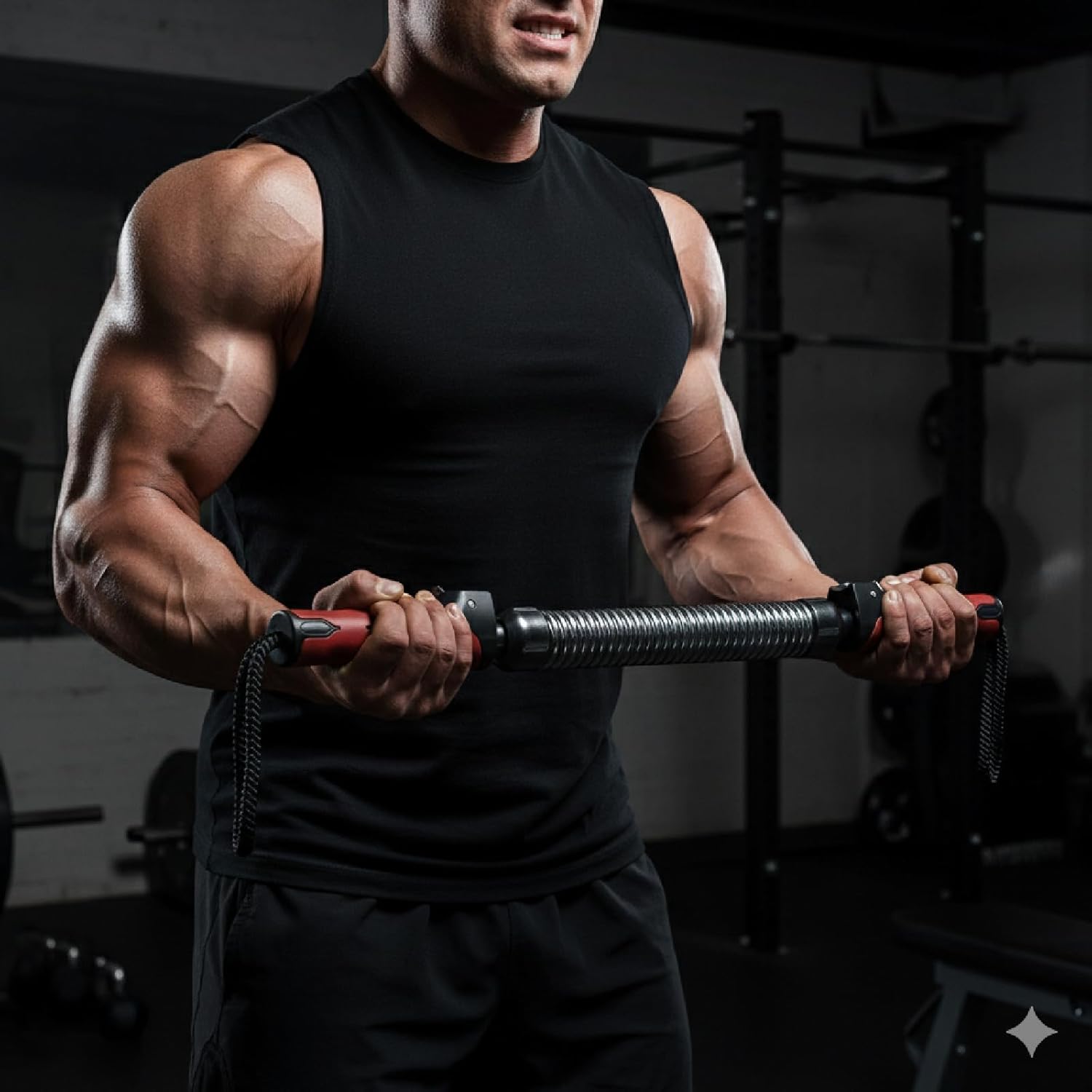 Power Twister Bar, Adjustable 30-50kg Resistance for Arm, Chest & Shoulder Workout, Home Gym Strength Training Equipment for Biceps, Forearm & Upper Body Muscle Building
