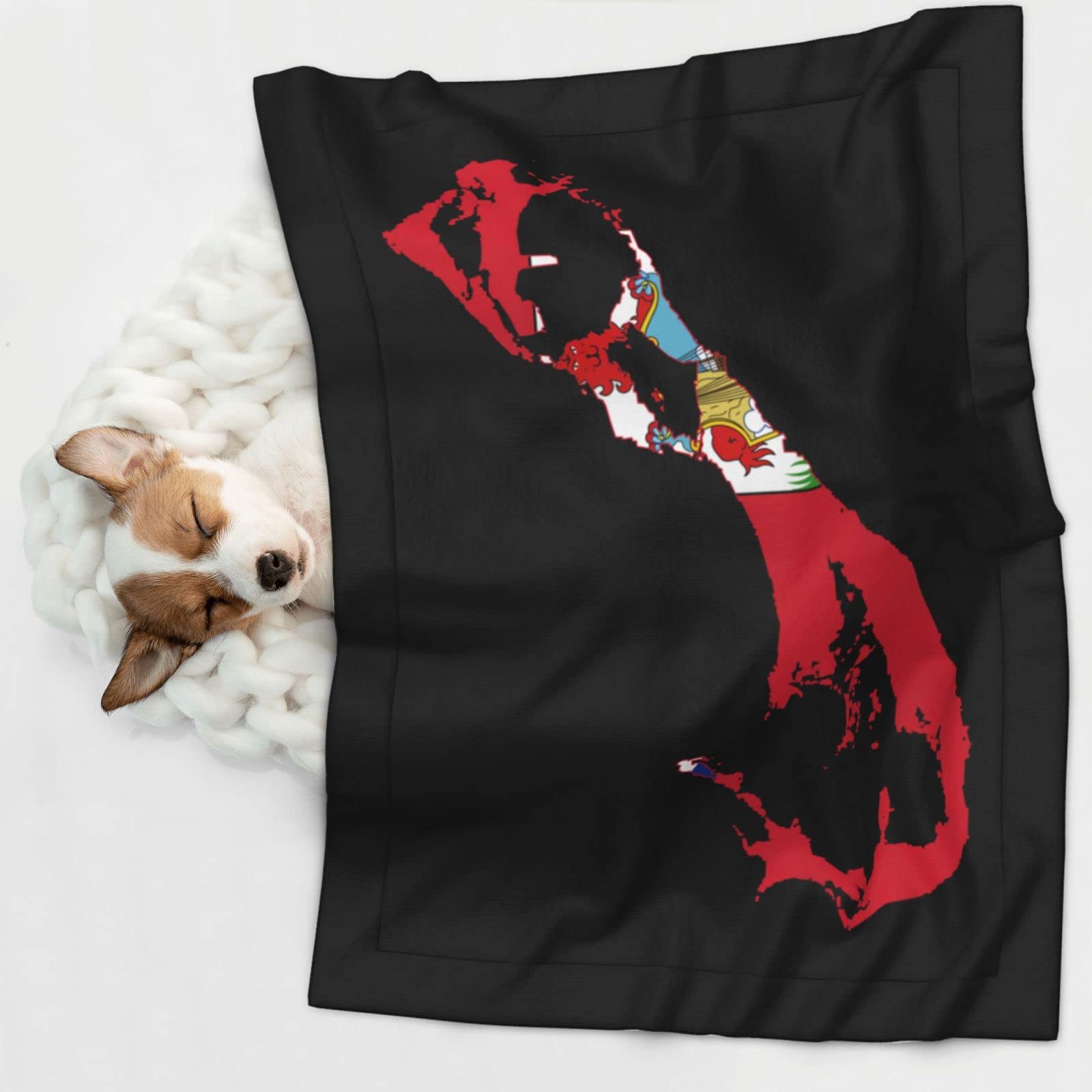 Flag Map of Bermuda Soft and Cozy Pet Blanket for Dogs and Cats - Versatile and Comfortable Medium