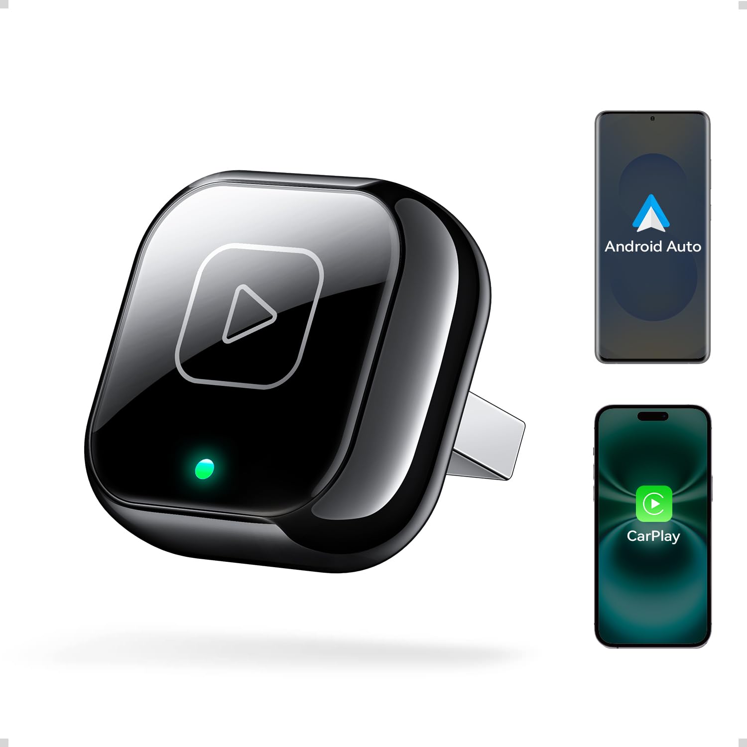 Wireless Carplay & Android Auto Adapter, Mavlou Metalldesign Mini & Stabiler 2-in-1-Dongle, Convert Wired CarPlay/Android Auto zu Wireless, für iOS 10+/Android 11+ & Autos ab 2016