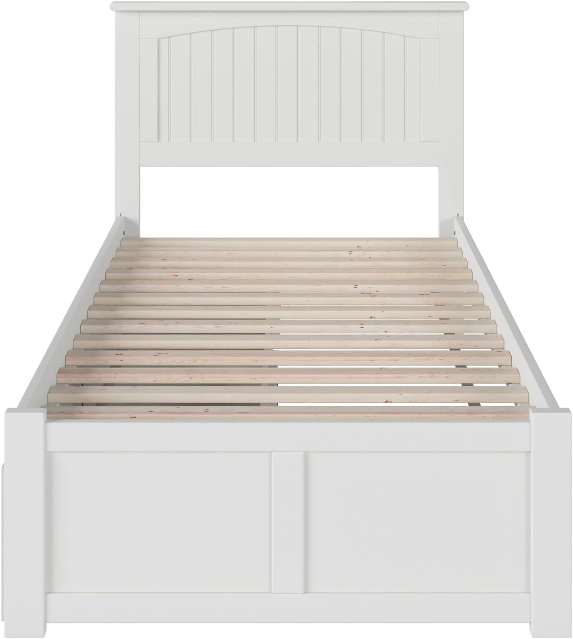 AFI Nantucket Twin Size Platform Bed with Footboard and Storage Drawers in White