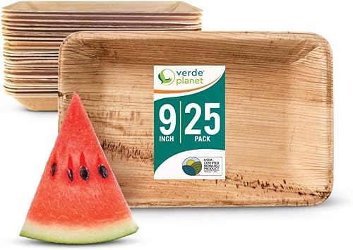 Verde Planet - Platos desechables de hoja de palma - Sustitutos elegantes de la vajilla tradicional - Plato ideal para servir para primavera,