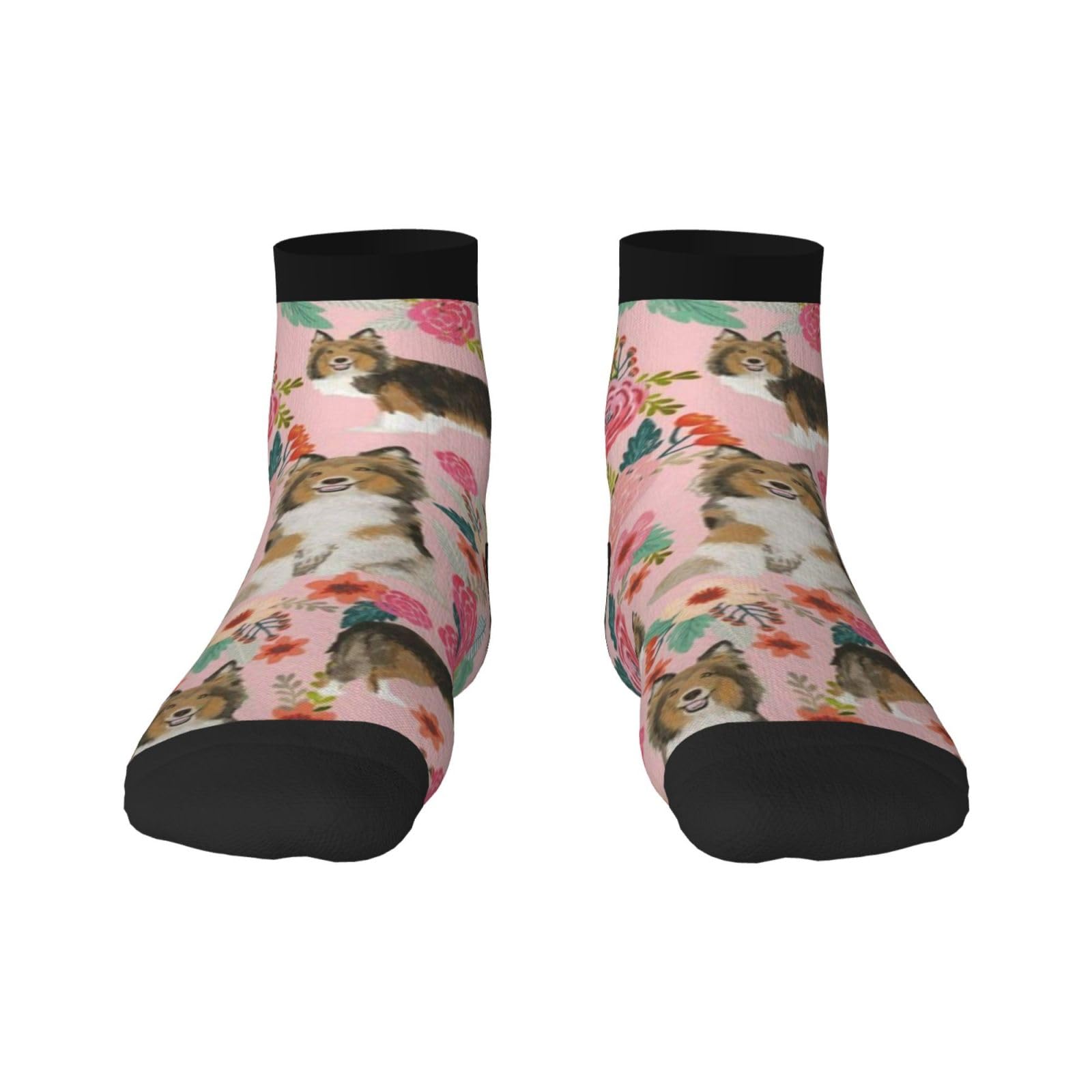 BeNtli Crew Socks, Compression Socks Casual Novelty Sports Socks 30CM Long For Unisex Sheltie Floral Shetland Sheepdog Sheltie Dog Desig