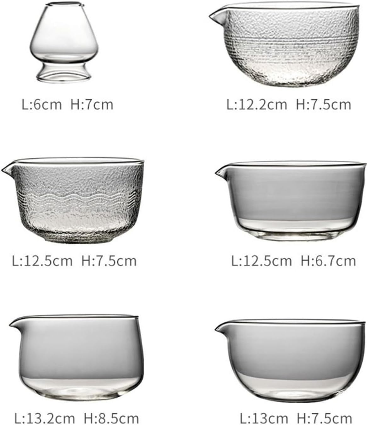 Textured Matcha Bowl Glass Reusable Making Kit With Pouring Spout Whisk Set Tea Lovers(Light gray)