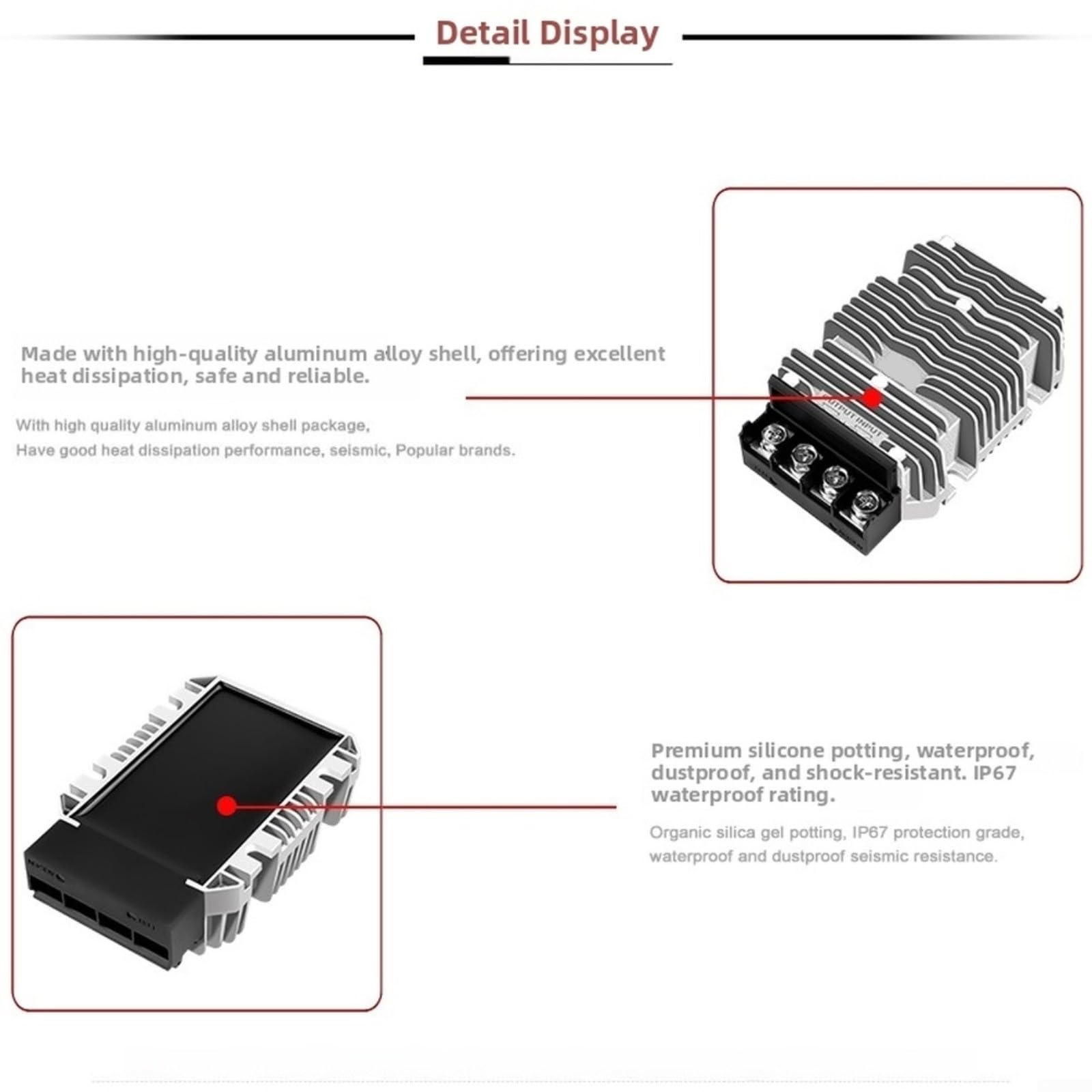 Module convertisseur 40 A 72 V à 12 V Dc-Dc 480 W IP67 étanche haute efficacité pour batterie marine Ev Solar System