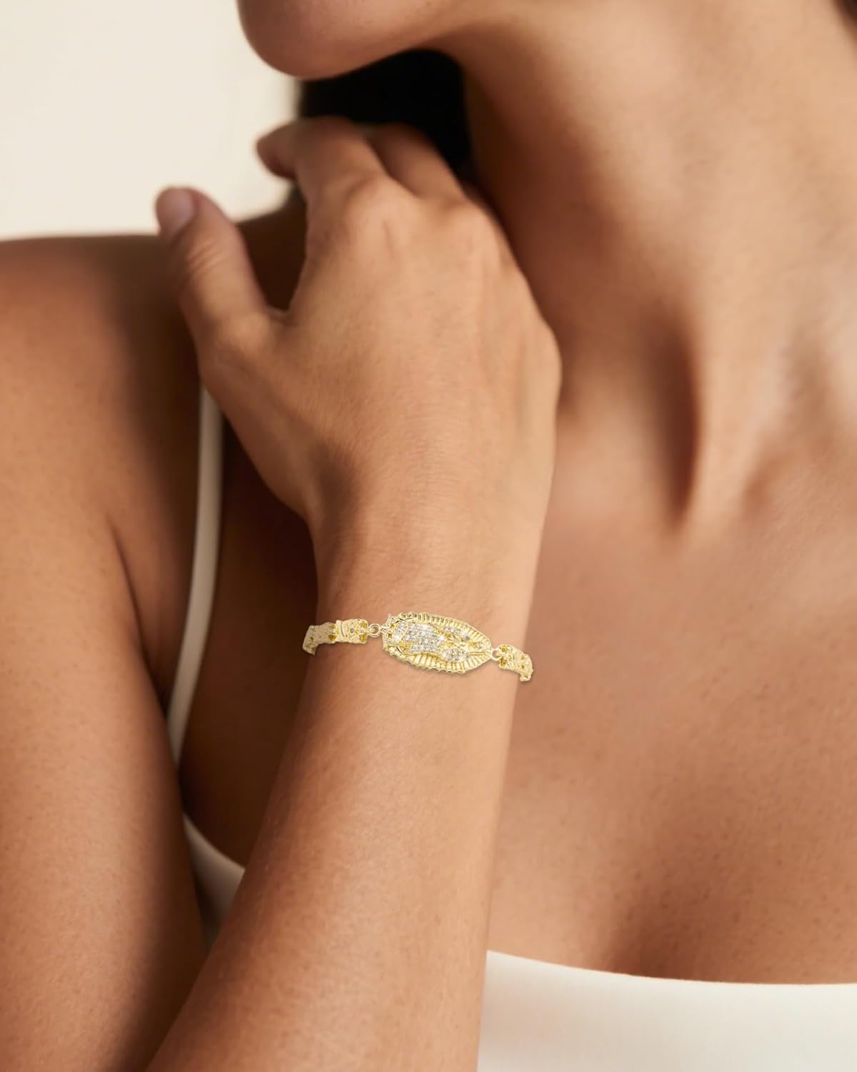 J&H DiaJuvelo Virgin Mary Bracelet for Women Catholic Trendy Cubic Zirconia Christian Dainty Charm Rhinestone Gold Jewelry Mujer Virgen de Guadalupe Pulseras Holy Gifts - Image 3