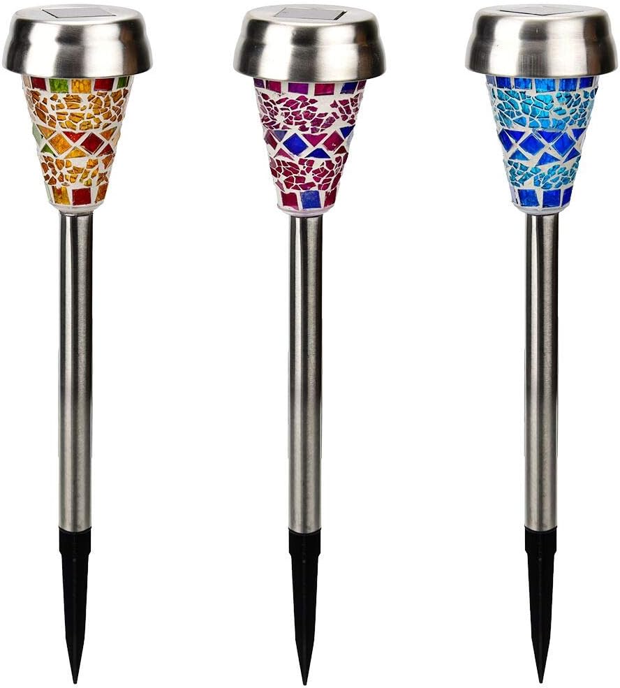 Buy GIGALUMI Solar Garden Lights Outdoor 3 Pack, Mosaic LED Garden Lights, Pathway Landscape