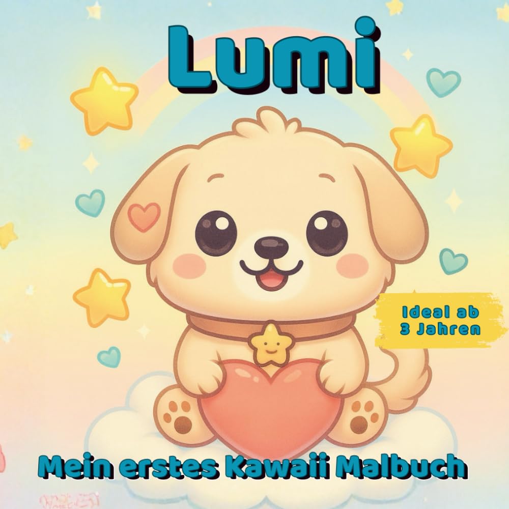 Kawaii Hunde Malbuch ab 3 Jahren | Lumi der Welpe | Interaktives Aktions-Malbuch | Ausmalen Zählen üben & Feinmotorik stärken