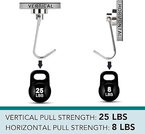 Miniatura 2 de TRYMAG Ganchos magnéticos, ganchos magnéticos giratorios de neodimio de 25 libras para colgar, gancho magnético de tierras raras para refrigerador,