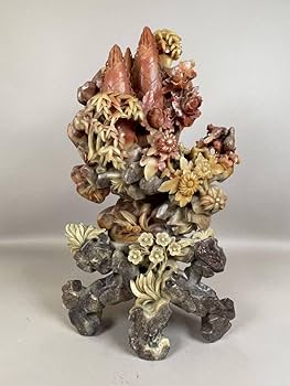 Amazon.co.jp: 寿山石花彫刻 花 筍 鑑賞石 置物 飾り 玉石 天然石 品