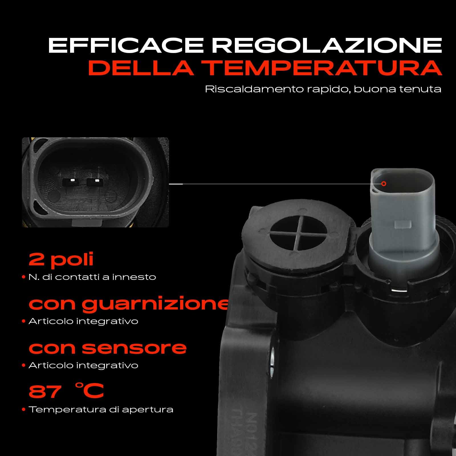 Frankberg Termostato del liquido di raffreddamento 80°C/87°C 032121111AP | Compatibile con: Polo 9A 9N, Polo 6C1 6R1, Ibiza IV ST 6J8 6P8, Polo 6N1, Ibiza IV 6J5 6P1, Polo Variant 6V5