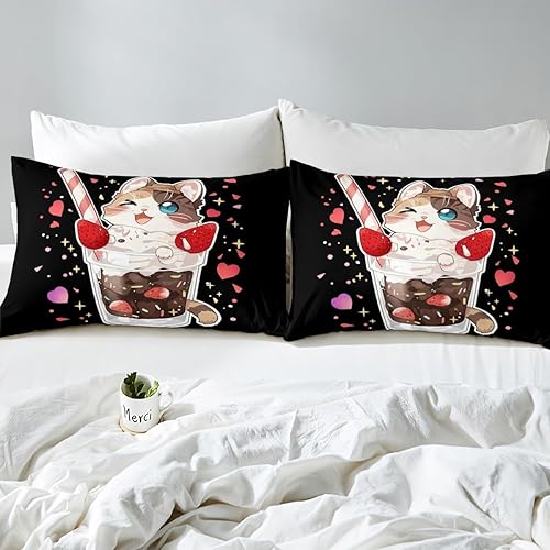 Miniatura 42 de Juego de ropa de cama de dibujos animados para niños, funda de edredón con estampado de vaca rosa, tamaño Queen, funda de edredón de piel de vaca