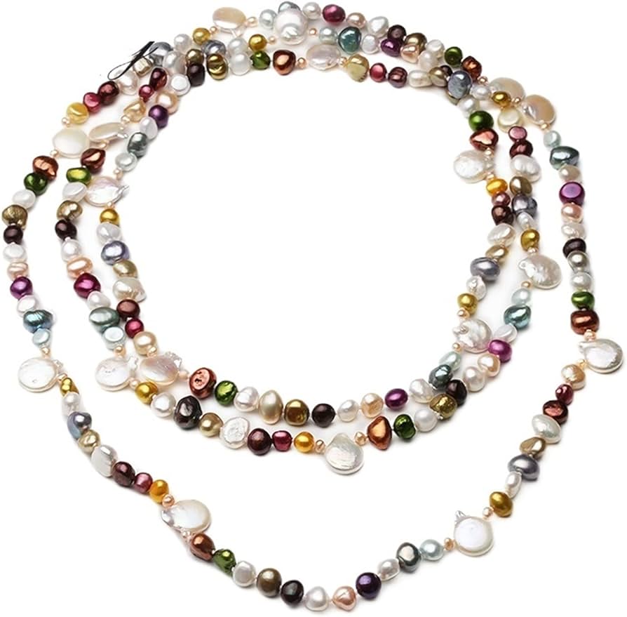 Amazon.co.jp: ネックレス 女性のためのカラフルな本当の天然淡水真珠