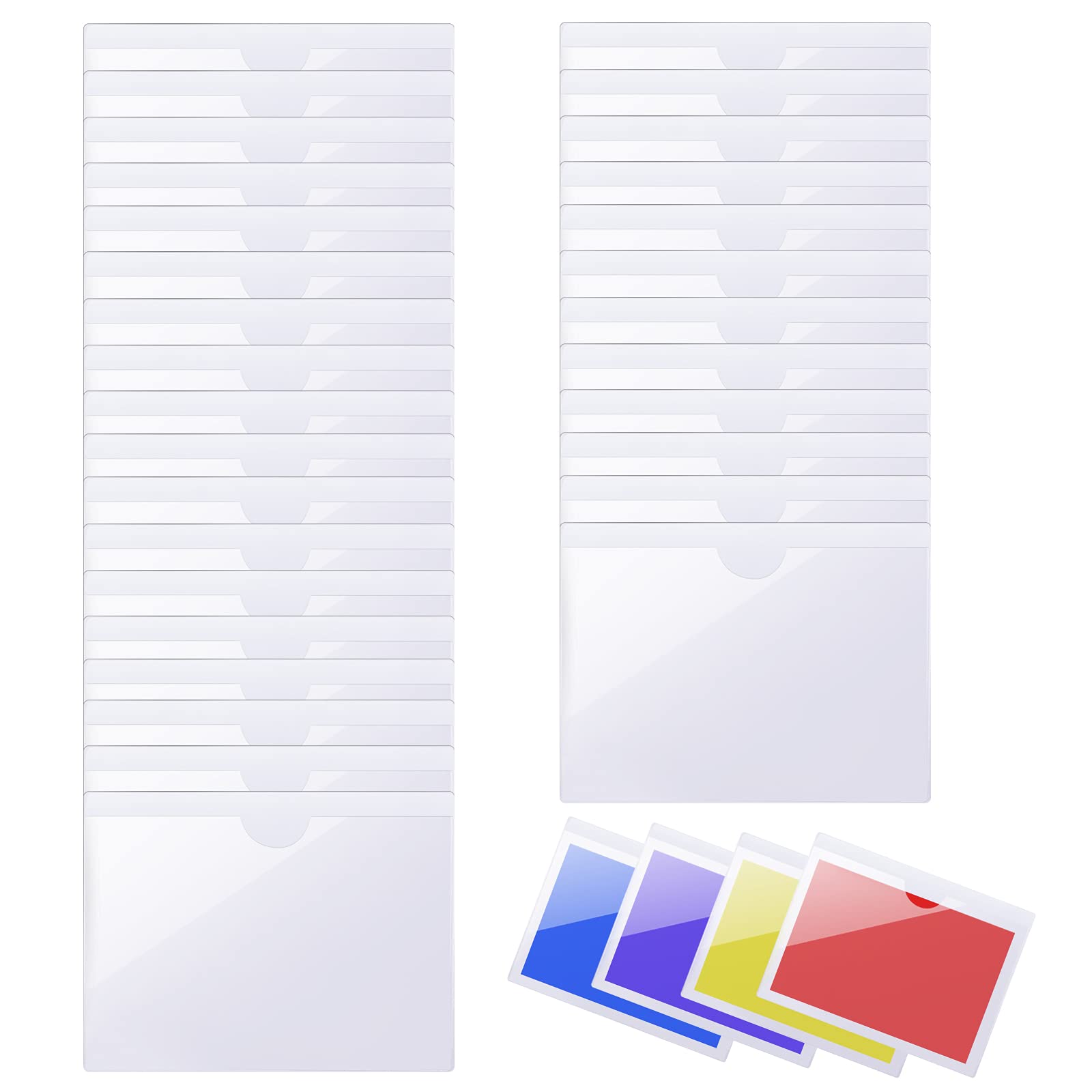Amazon.com : Toniper Self-Adhesive Index Card Holder, 30 Pack Clear Plastic  Card Pockets Label Holder with Top Open for Business Card, Photo, Label,  Library Card and Planner Organization and Protection : Office