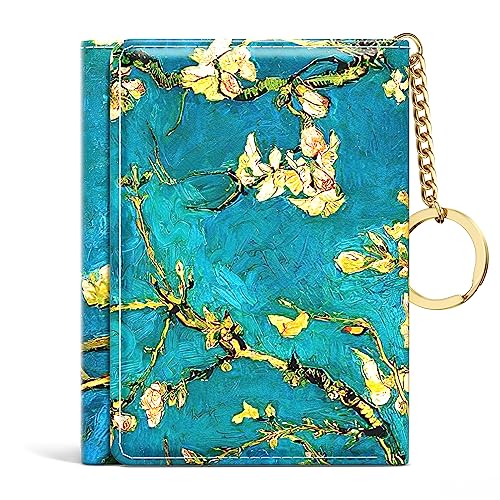 Image of Rouidr Womens Wallet, Small Slim RFID Card Wallets for Women, Cute Front Pocket Trifold Leather Card Organizer with 7 Slots & ID Window, Almond Tree
