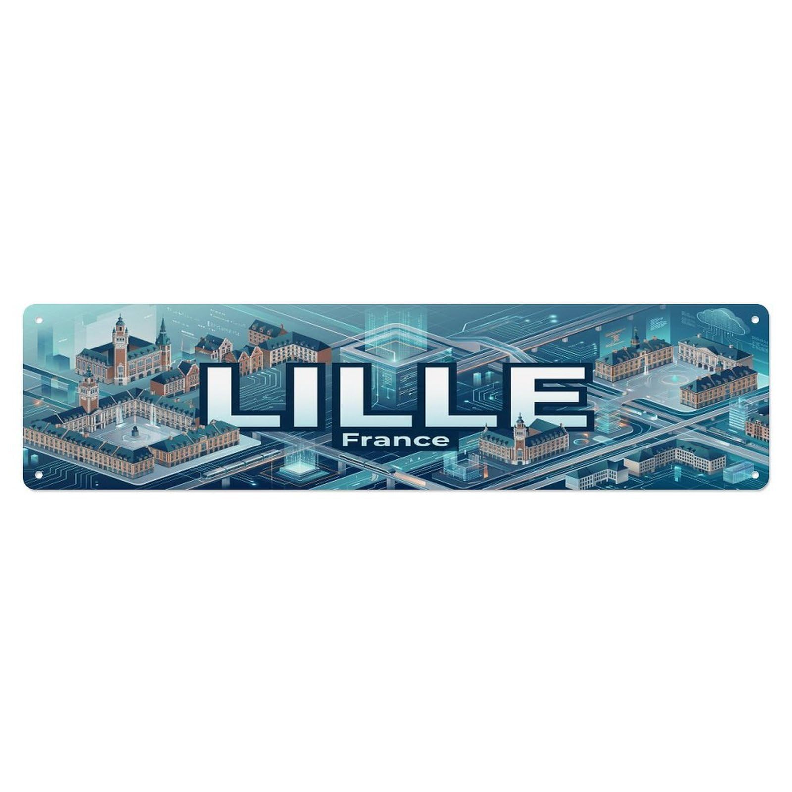 Isometric Modern France Lille Metal Tin Sign