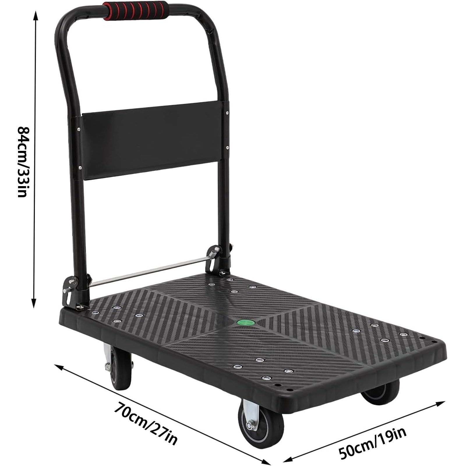 Carrello da Trasporto Carrello con Piattaforma Carrello Piano Pieghevole con Una Mano con Ruote Silenziose Portata 150 kg Ausilio for Il Trasporto con Ruote E Funzione Antiscivolo Pieghevole
