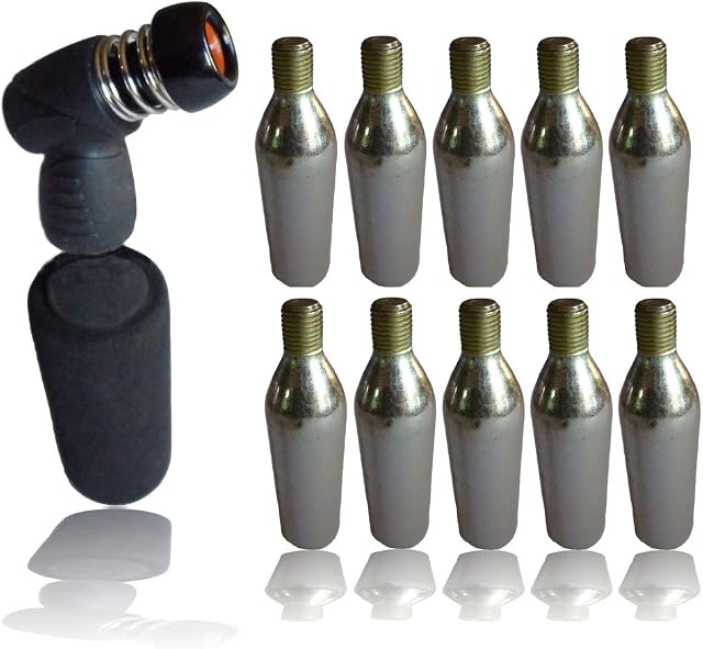 10 CO2 Gas 16g canisters pump cycle tyre inflator bike gas head and grip