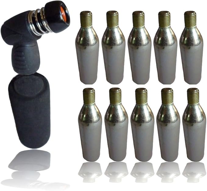 10 CO2 Gas 16g canisters pump cycle tyre inflator bike gas head and