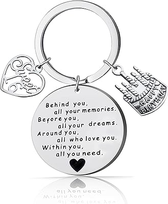 Yangling Sweet 16 Keychain,Sweet Sixteen Birthday Jewelry Gift Happy Birthday Keychain Inspirational Gifts For Girls Boys Birthday, Silver, Small