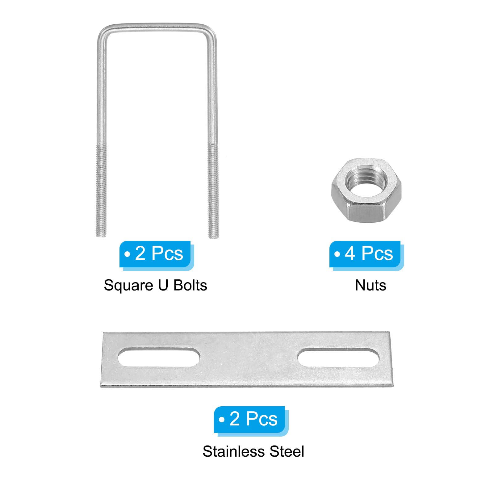 PATIKIL M6x50x120mm Square U-Bolts Kit - Image 3