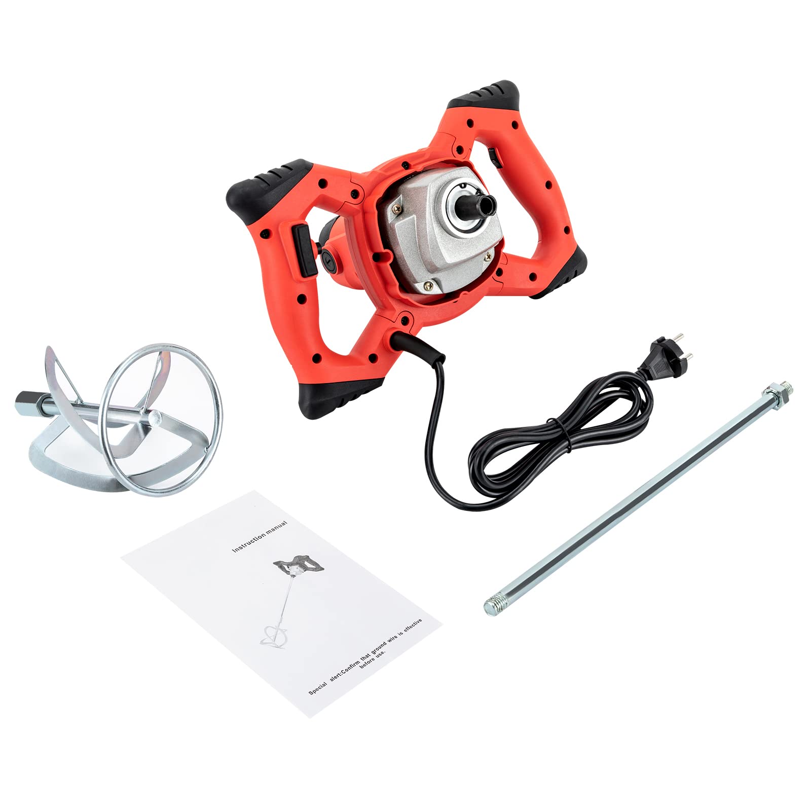 Mescolatore per malta da 1500 W, miscelatore per cemento, malta di cemento, agitatore industriale a 6 velocità, agitatore per cemento e carne, farina