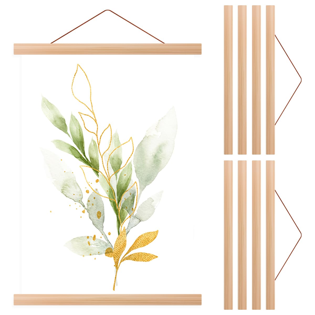 Eummy 2set Magnetic Poster Frame Wooden Poster Hanger Strong Magnetic Picture Hanging Frame Artwork Wall Hanging Kit for Posters Paintings Maps(31cm,wood)