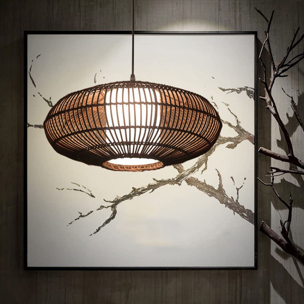 Lámpara Colgante De Bambú Lámpara Colgante De Ratán Lámpara Boho, Muebles De Ratán, Lámpara Artesanal Decorativa Japonesa Casa De Campo, Luces Decorativas De Pantalla Bohemia