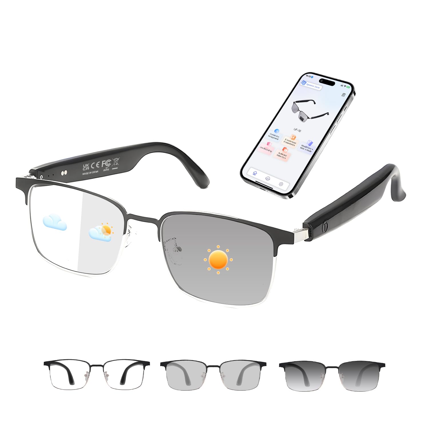 HAIXINDA Smart Glasses for Men & Women, Auto Power On/Off, UV400/Blue Light Protection, Bluetooth Eyewear for Indoor Outdoor-image-27