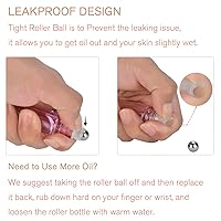 Vista 4 de PrettyCare Paquete de 12 botellas de rodillo de aceite esencial de 0.3 fl oz con bola de rodillo de acero inoxidable – Botellas de vidrio rosa