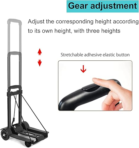 Miniatura 4 de Carro de mano plegable con 2 ruedas con mango ajustable para mudanza, viajes, uso en la oficina
