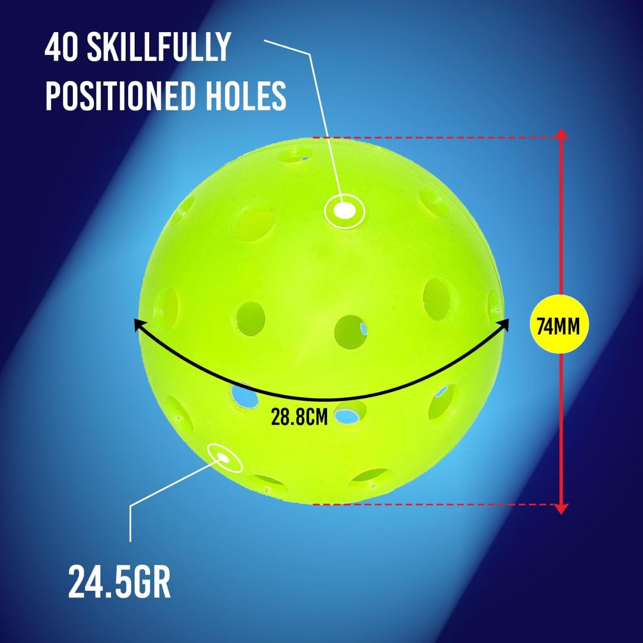 SSUCA Pickleball Balls Outdoor, 40 Hole Pickleball Ball Set of 3, Perfectly Balanced High Bounce Outdoor Ball for Tournament & Competition Grade for Skill Level, Yellow (Injection Molding) 2
