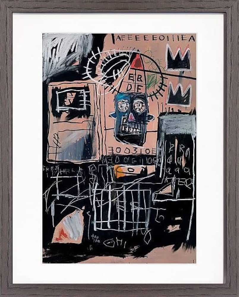 バスキア　アートポスターフレーム付き　複製画 バスキア 絵 ポスター 恐竜 絵画 額 アートパネル アート