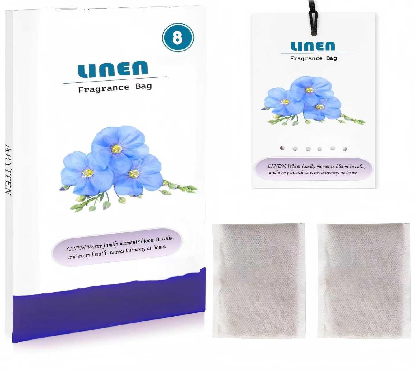 Aryiten 8 Packs Large Linen Scented Sachets for Closet Deodorizer Drawers, Hanging Long Lasting Potpourri Bags Home Fragrance Air Freshener