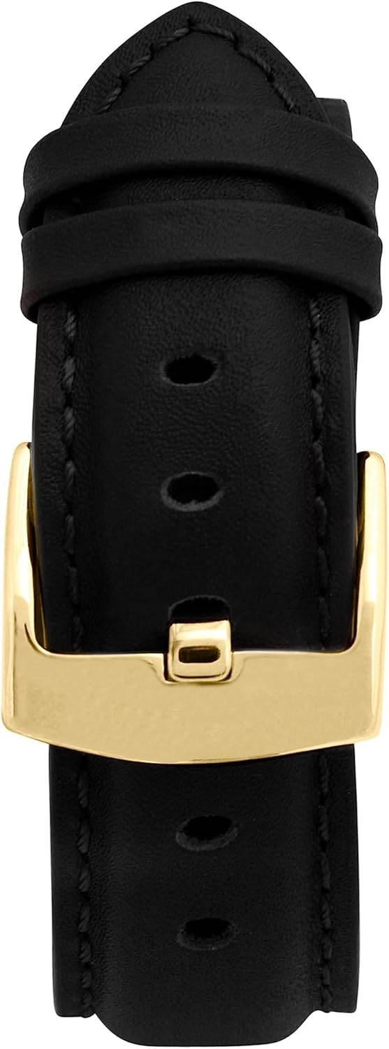 Bandini Mens Classic Leather Band for Apple Watch Band 46mm 45mm 42mm 44mm 41mm 40mm 38mm 49mm & Ultra 1 & 2, fits Apple Watch Series 11 10 9 8 7 6 5 4 3 SE, Extra Long XL, Black/Gold
