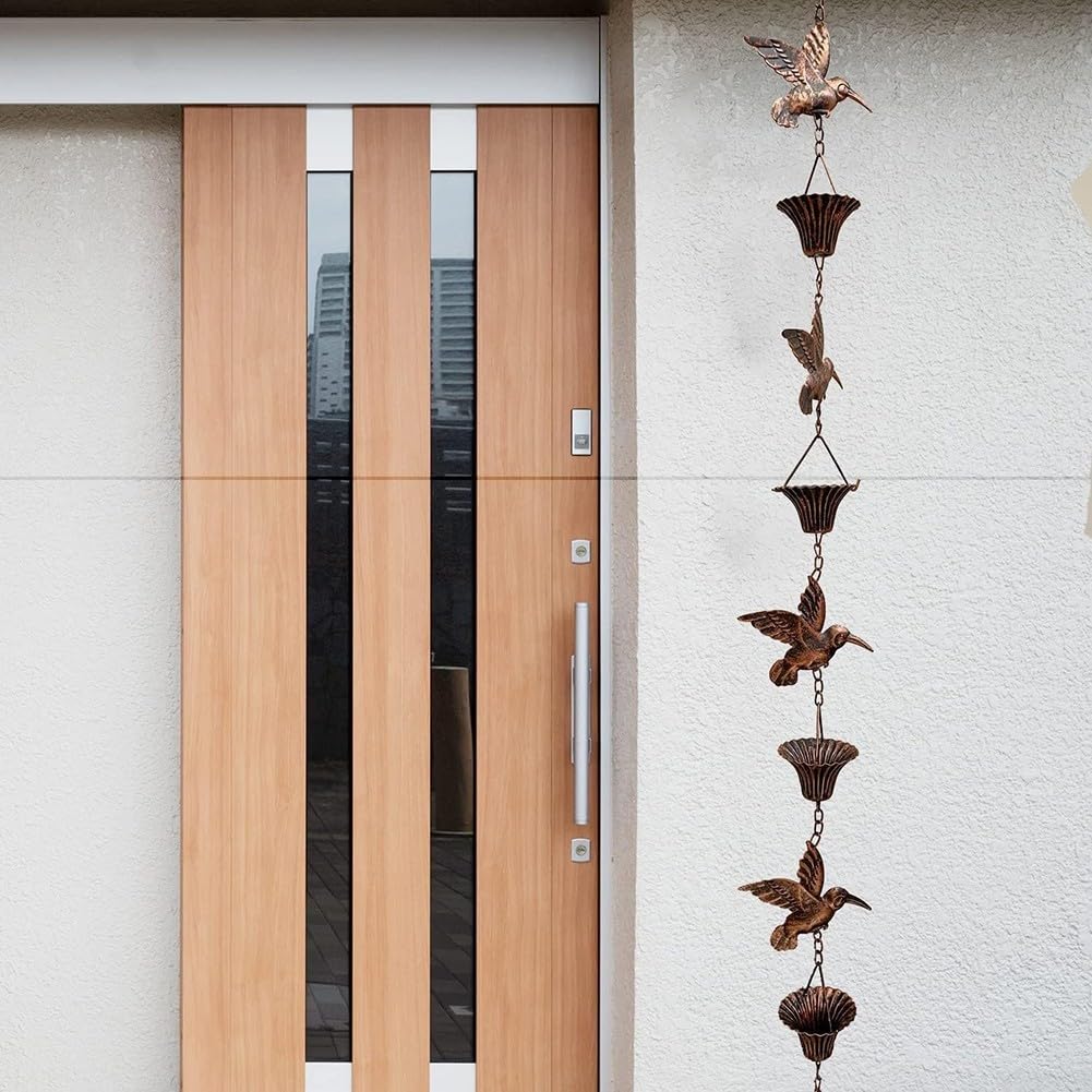 Catena antipioggia decorativa in metallo marrone resistente alle intemperie per grondaia giardino