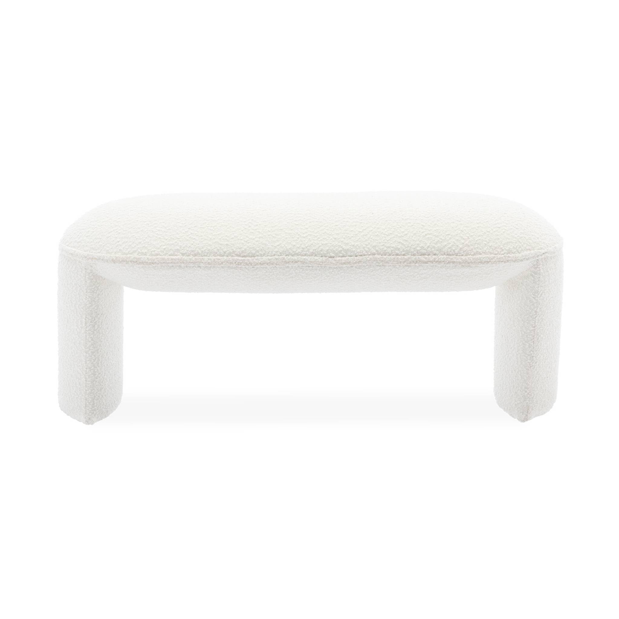 sweeek - Banc ou Bout de lit en Tissu Bouclette Blanc crème L 100 x P 44 x H 41cm - Shawn