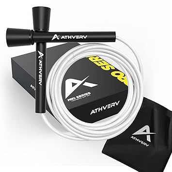 ATHVERV Pvc Adjustable Skipping Rope For Men, Women & Kids Speed Jump Exercise Workout Weight Loss (Peaceblack And White) - image, photos