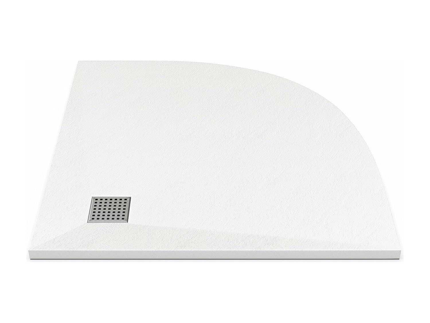 Vente-unique - Receveur de douche extra plat à poser ou à encastrer recoupable en résine SMC en quart de cercle avec siphon - Blanc - 90 x 90 cm - SYFORSA
