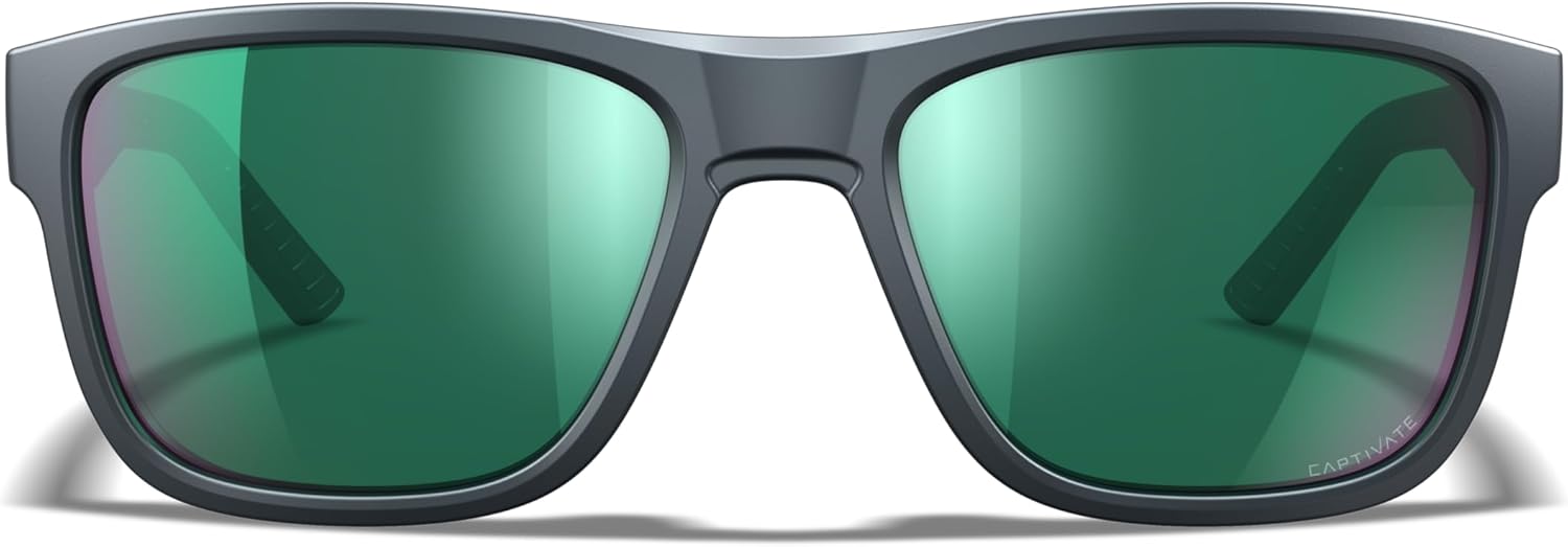 Wiley X Ovation Captivate Polarized Sunglasses, Safety Glasses for Men and Women, UV Eye Protection for Shooting, Fishing, Biking, and Extreme Sports, Matte Graphite Frames, Green Mirror Tinted Lenses - Image 3