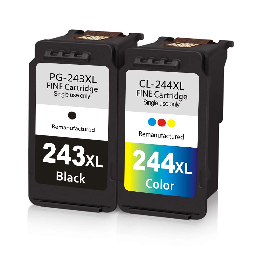 Weizhiya High-Yield Remanufactured Ink Cartridge Combo for Canon PIXMA PG-243XL Black CL-244XL Tri-Color Compatible with MG2420, MG2520, Series, MX492