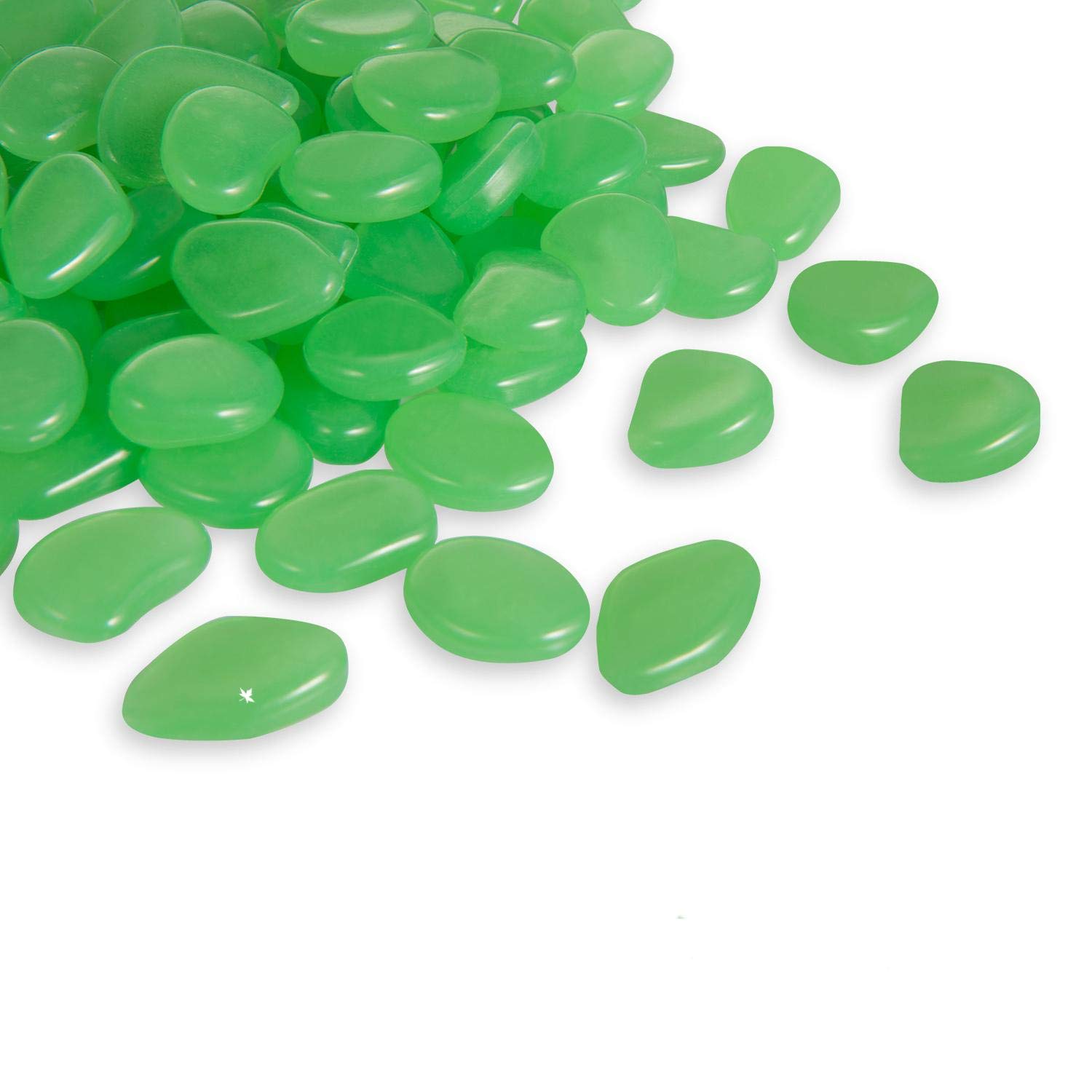 100PCS Glow in Dark Garden Pebbles fluorescence Stones for Walkway Decor Plants Party-Green