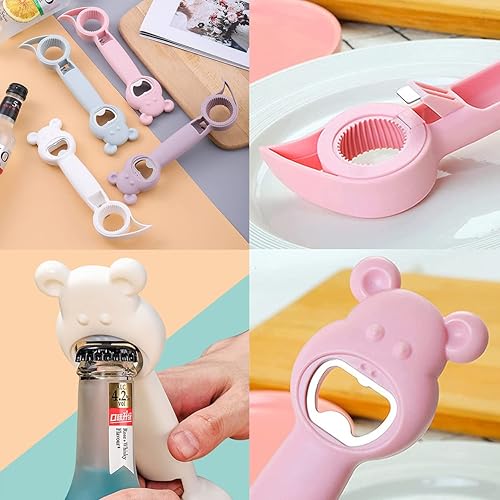 Miniatura 3 de 2 abrebotellas de cerveza 4 en 1 abridor de botellas 4 en 1 tarro multifunción botella de cerveza herramienta de abrelatas de refrescos blanco  gris