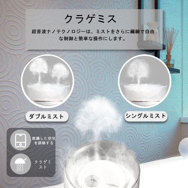 Amazon | クラゲアロマセラピー加湿器デスクトップ大容量480ML