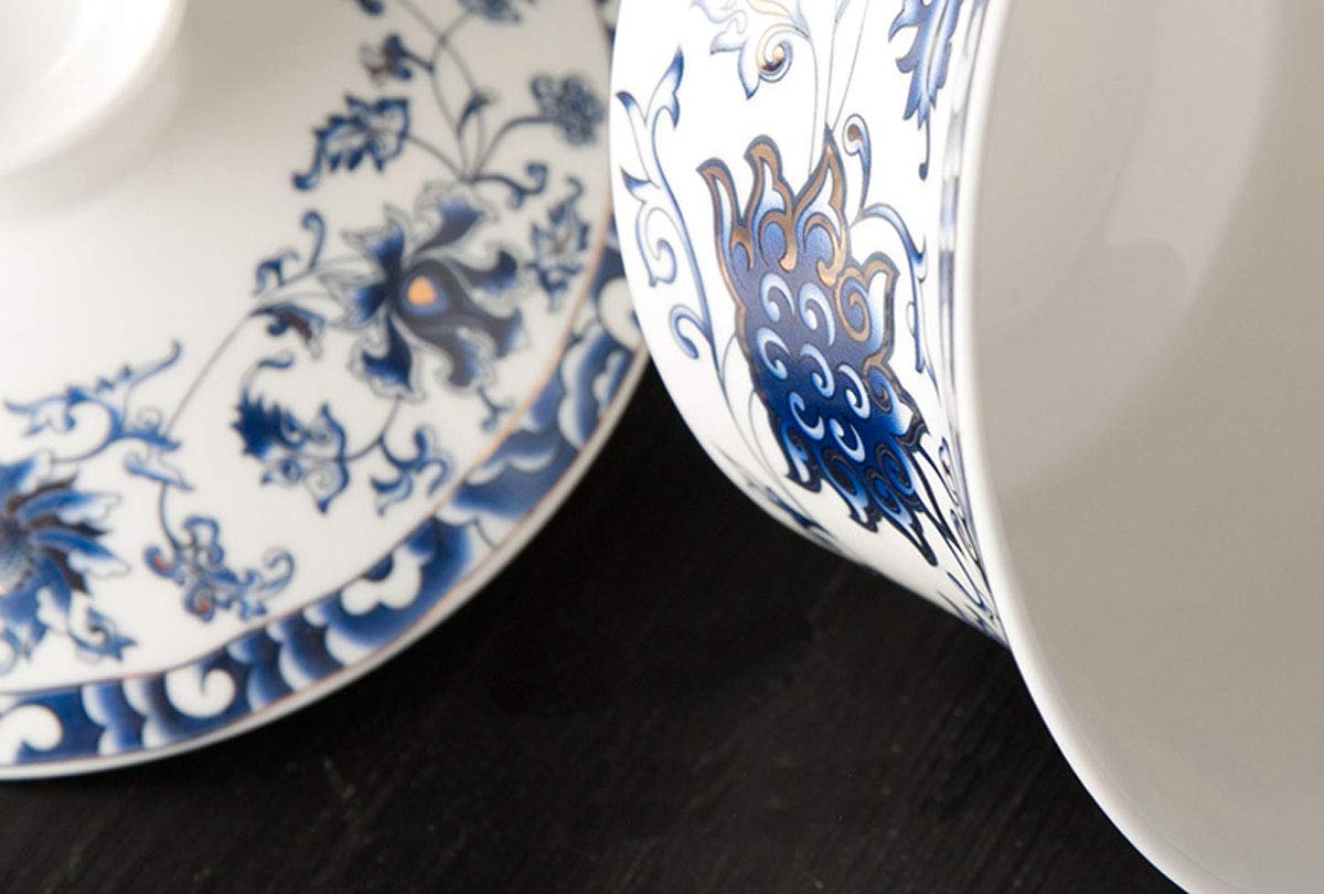 Tradycyjny zestaw do herbaty Gaiwan z pokrywką i spodkiem, filiżanka do herbaty Gongfu, porcelanowe filiżanki z motywem lotosu, 10 uncji