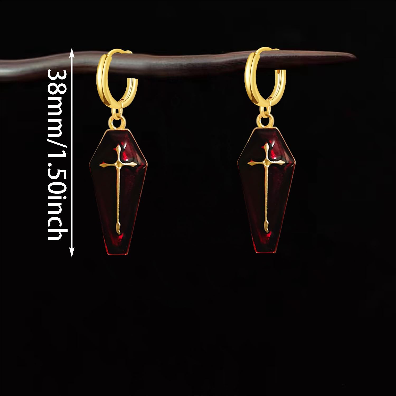 Gothnic Punk Coffin Huggie Hoop Earrings Goth Cross Vampire Coffin Earrings Spider Web Bat Earrings for Women Halloween Cosplay Accessories Aesthetic Jewelry - Image 2