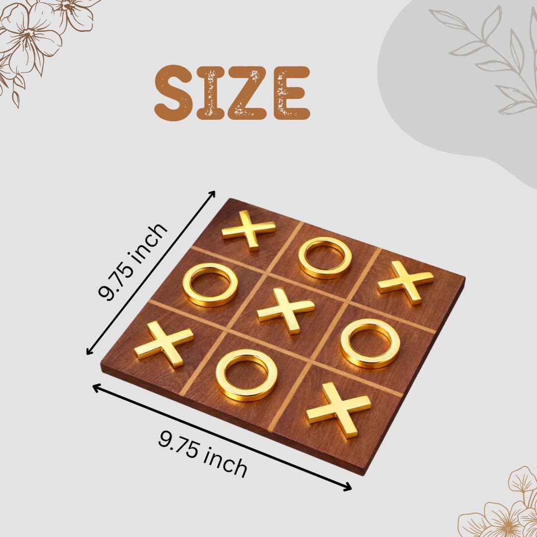 T one Wooden Tic Tac Toe Game for Farmhouse Decor | Coffee Table Decor | Table Top Modern Home Decor for Living Room | Board Games for Adults (Design-3)