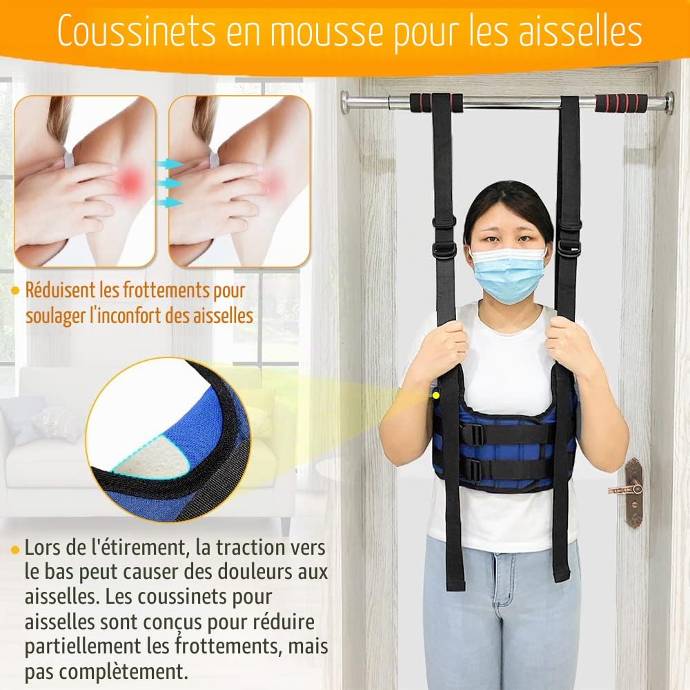 Étireur dorsal, dispositif de traction lombaire, ceinture de décompression de la colonne vertébrale pour soulager la douleur, ceinture d'étirement du dos, harnais de décompression thoracique de